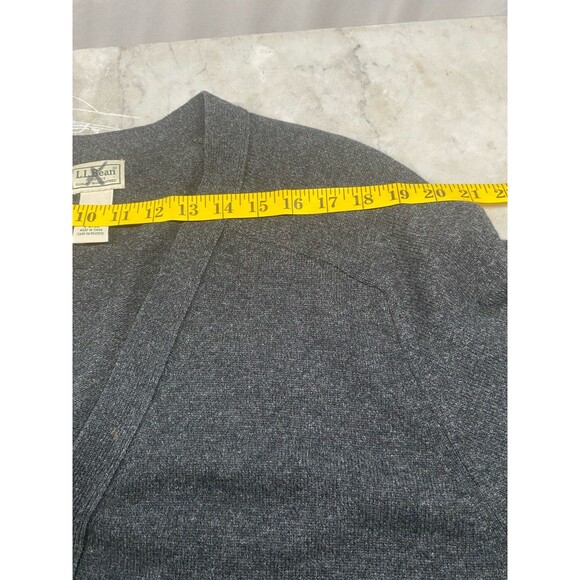 Vintage LL Bean Cardigan Sweater Men’s L Lambswool Braided Leather Buttons - Picture 6 of 11